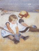 Mary Cassatt Two Children on the Beach painting